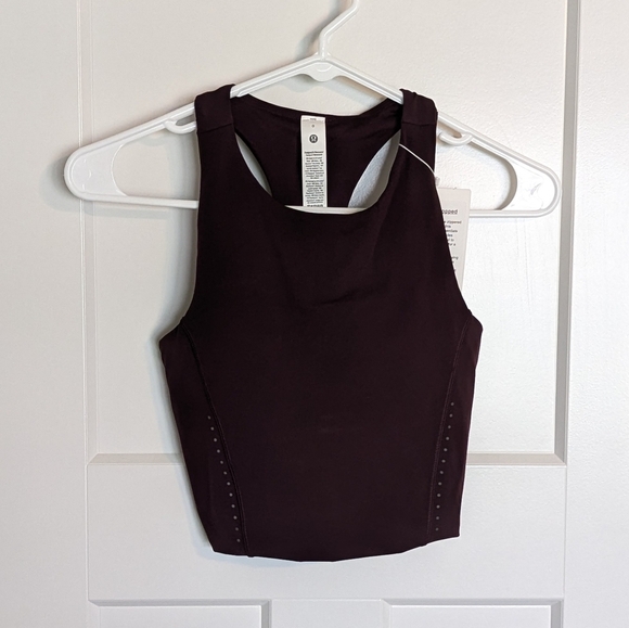 Lululemon NWT Swift Speed Cropped Tank Longline Sports Bra - Goodnight Plum sz 0 - Picture 2 of 6